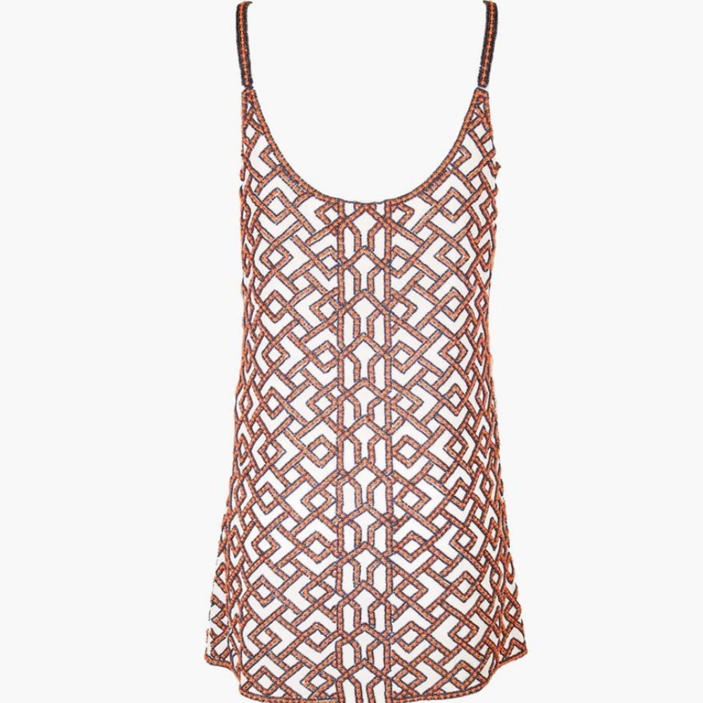 Parker White Beaded Silk Cocktail Dress!